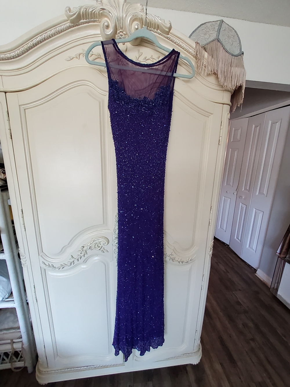Vintage 90s Silk Beaded Gown Slinky Fit